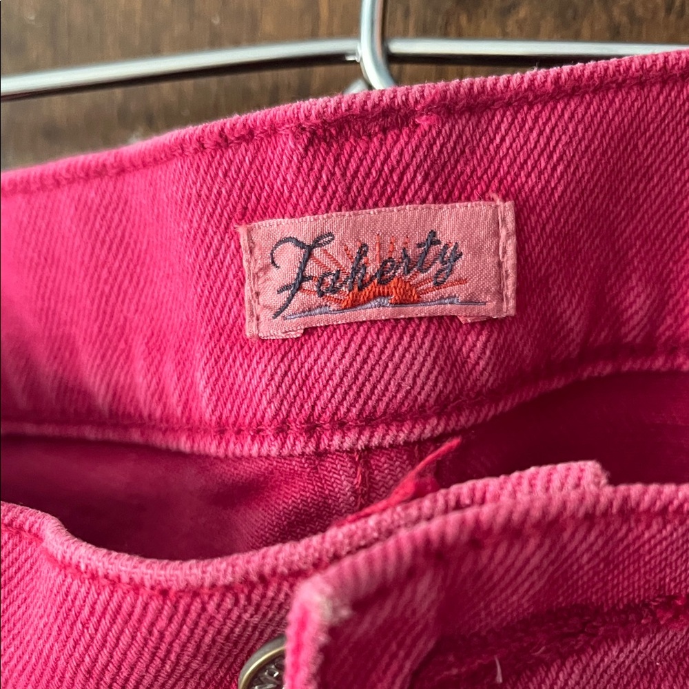 Faherty Bright Pink Women's Jean Shorts - Picture 2 of 4